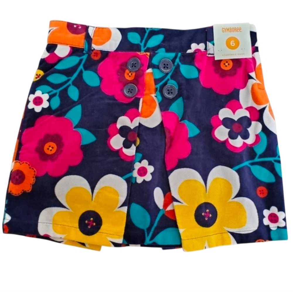 New Girl's Gymboree Floral Corduroy Skort Size 6
